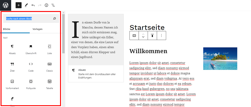 WordPress Gutenberg Elemente