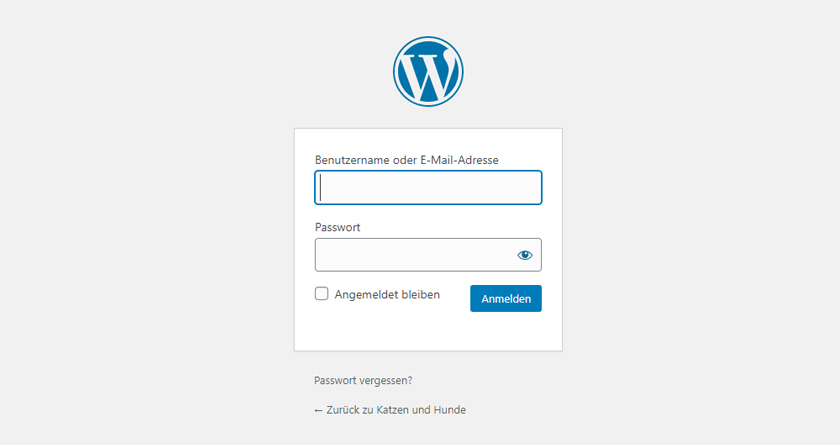 WordPress website login