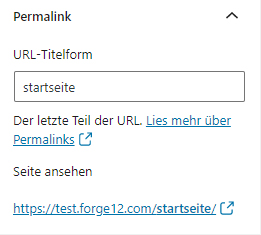 WordPress Permalink Startseite