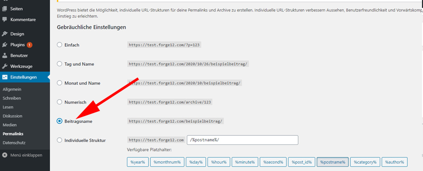 WordPress Permalinks Sprechend