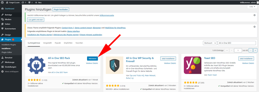 WordPress Plugin aktivieren
