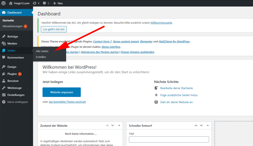 WordPress Seite erstellen