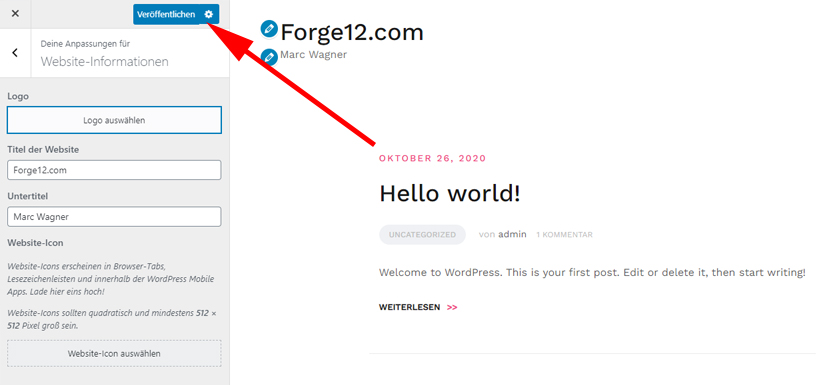 WordPress - Slogan und Name anpassen