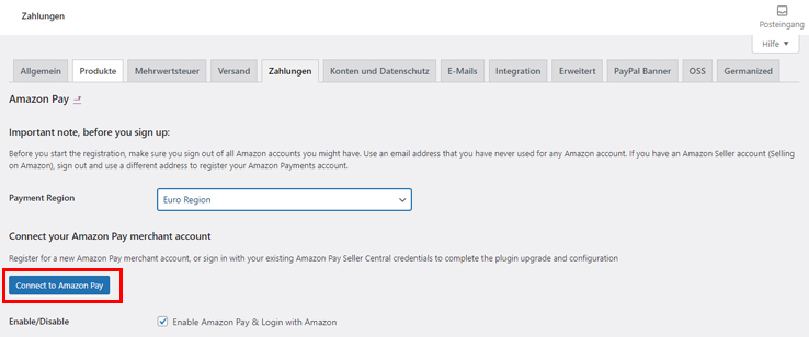 woocommerce amazon pay verbinden