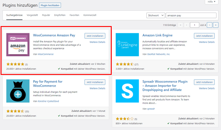 wordpress plugin manager woocommerce amazon pay