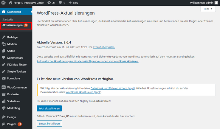 wordpress update