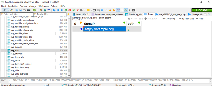 wp site table