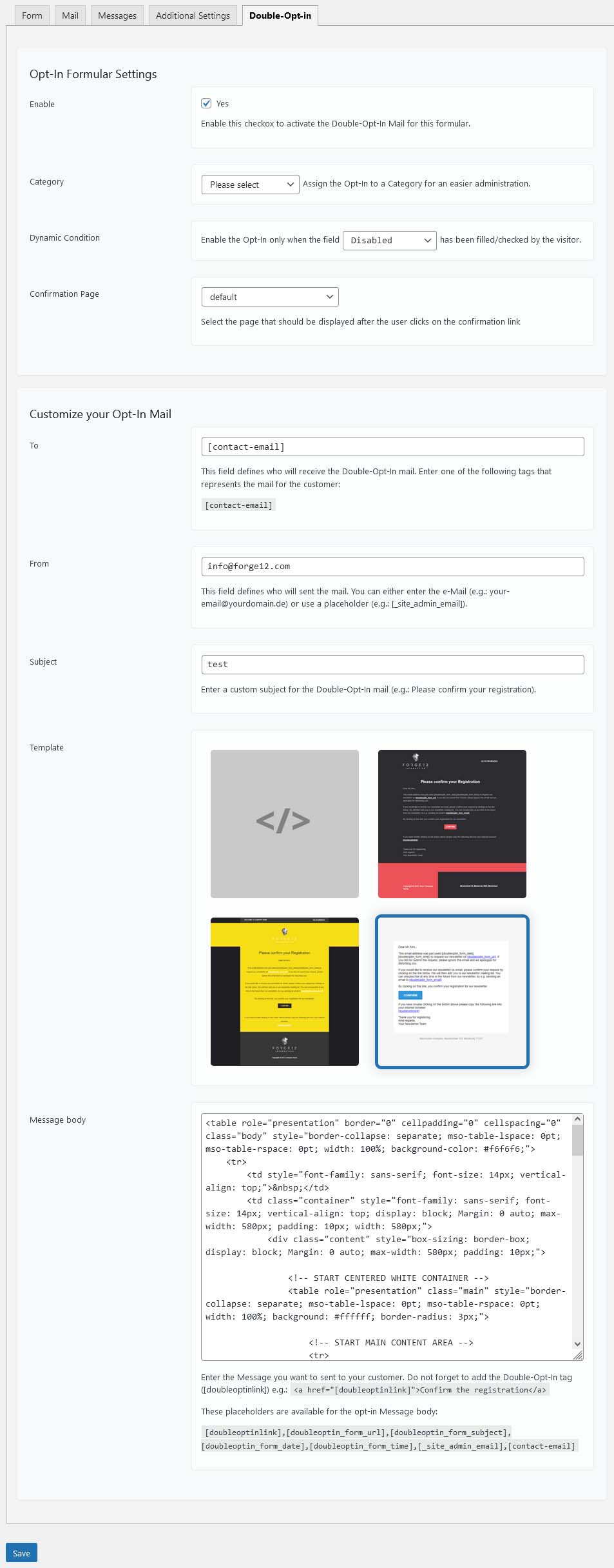 How to use the double opt-in for Contact Form 7 (v2.11) 3 cf7 optin einstellungen
