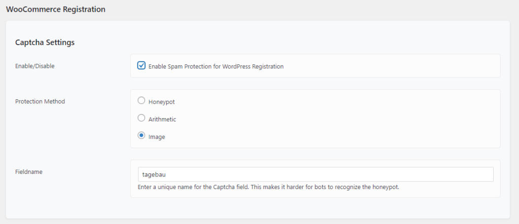 WooCommerce Registrierung Captcha