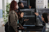 Software programmers analyzing html code and database f12 wordpress agentur