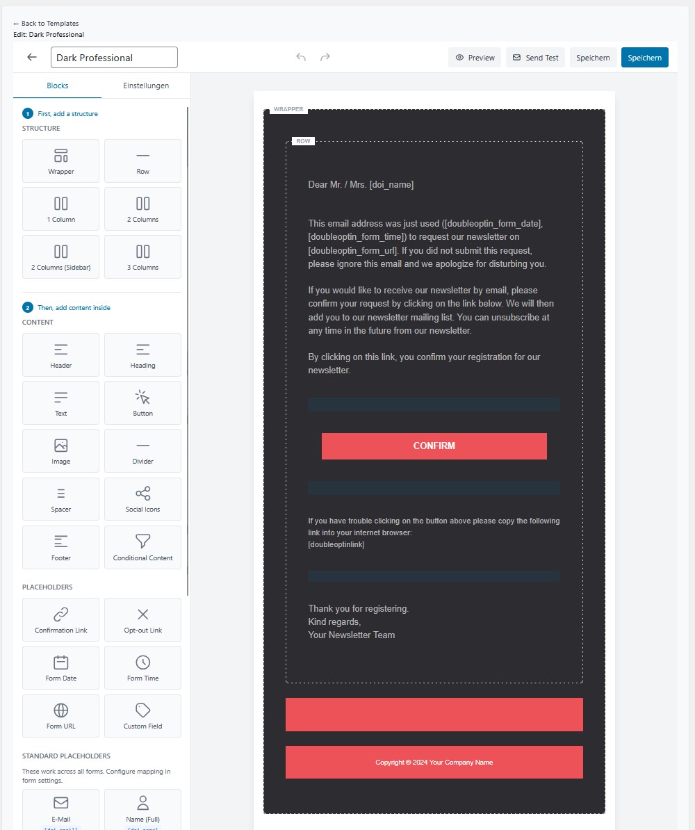 Visueller E-Mail Editor