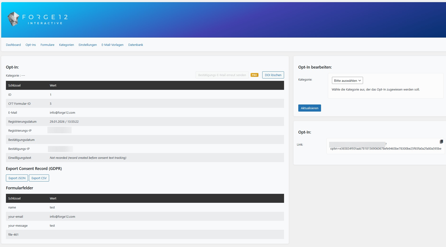Erweiterte Validierung & Einstellungen